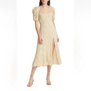 Reformation Bandit Floral Midi Dress Lima print yellow size 4
